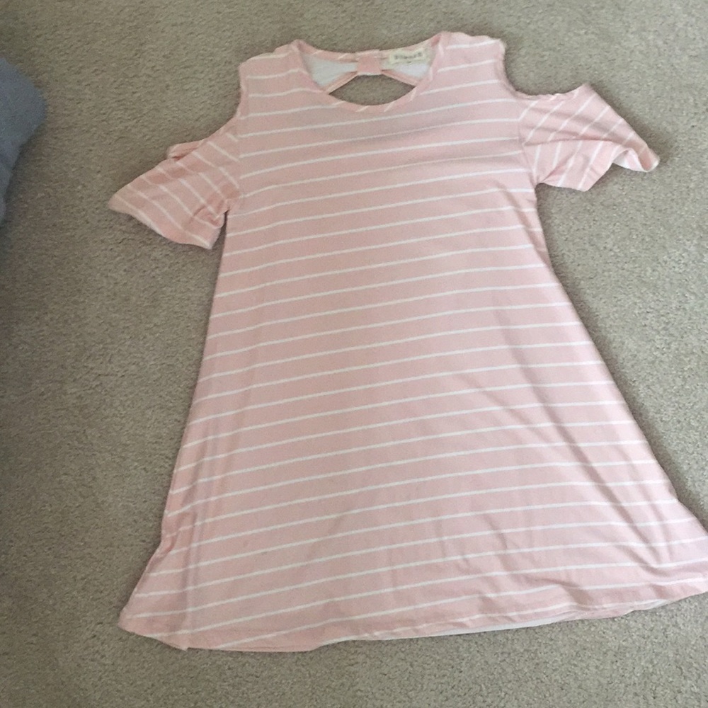 Btween light pink and white off the shoulder dress